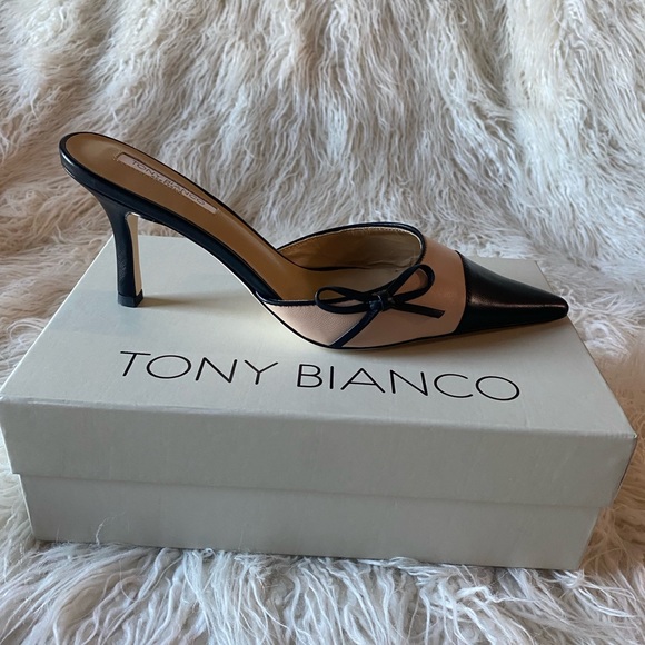 ⭐️NWT⭐️ Tony Bianco Shirley Mule, Size 9.5, Beech & Black - Picture 12 of 16